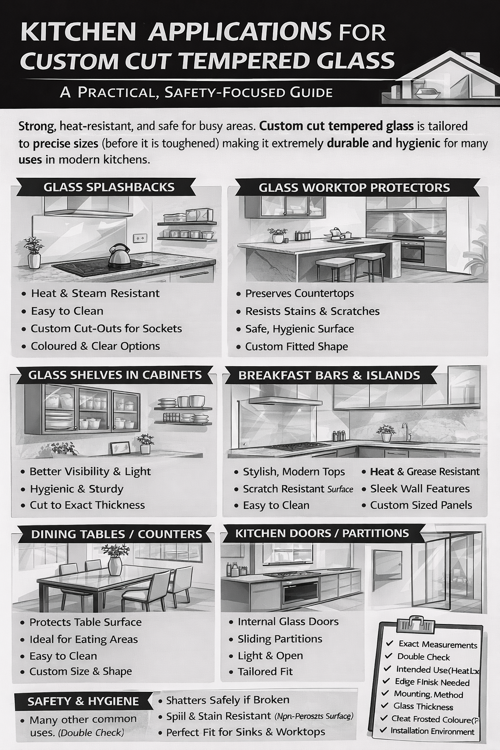 Kitchen Applications for Custom Cut Tempered Glass